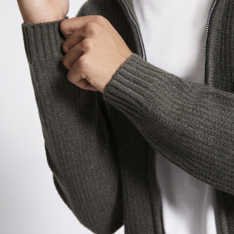 Knit zip hoodie "Sebastian" Dark Green